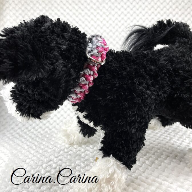 [キット]パラコード＃68No93マクラメ編みピンクとブルーの犬用首輪