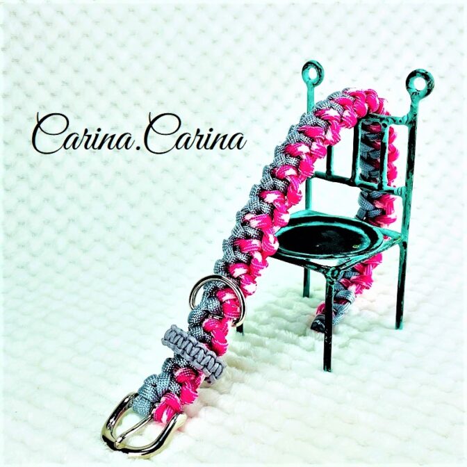 [キット]パラコード＃68No93マクラメ編みピンクとブルーの犬用首輪