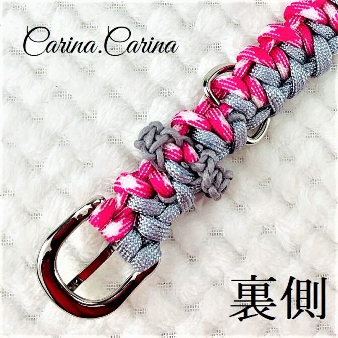 [キット]パラコード＃68No93マクラメ編みピンクとブルーの犬用首輪