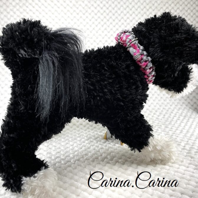 [キット]パラコード＃68No93マクラメ編みピンクとブルーの犬用首輪