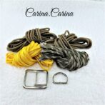 [キット]パラコード＃70No95マクラメ編み茶イエロー茶まだらの大、中型犬用首輪