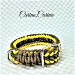 [キット]パラコード＃70No95マクラメ編み茶イエロー茶まだらの大、中型犬用首輪