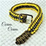 [キット]パラコード＃70No95マクラメ編み茶イエロー茶まだらの大、中型犬用首輪