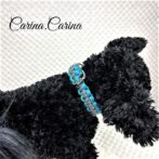 [キット]パラコード＃72No97マクラメ編みブルーと白黒まだらの犬首輪