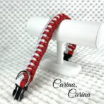 [キット]パラコード#77No102マクラメ編みルビーレッドと白の中、小型犬用首輪