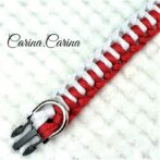 [キット]パラコード#77No102マクラメ編みルビーレッドと白の中、小型犬用首輪