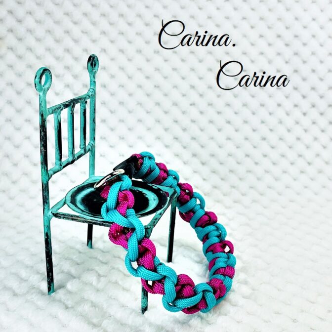 [公式]パラコード＃122No152マクラメ編みローズとオーキッドブルーの小型犬首輪