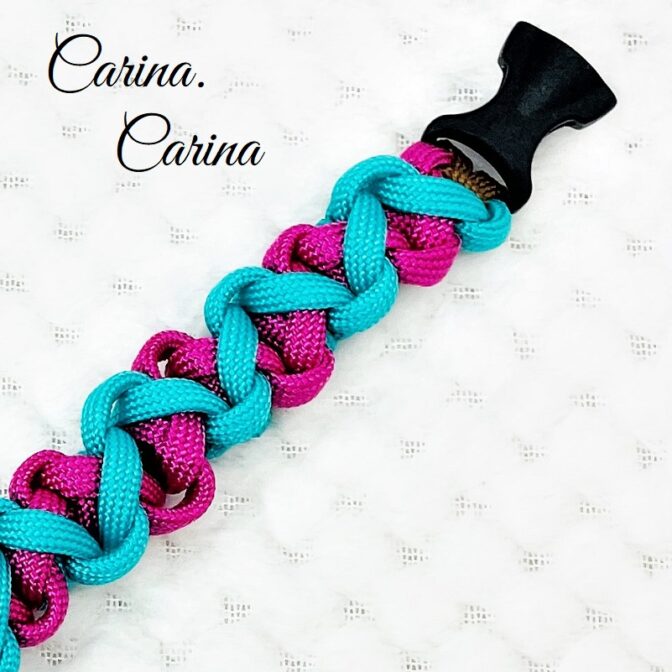 [公式]パラコード＃122No152マクラメ編みローズとオーキッドブルーの小型犬首輪