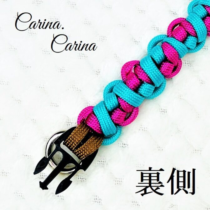 [公式]パラコード＃122No152マクラメ編みローズとオーキッドブルーの小型犬首輪