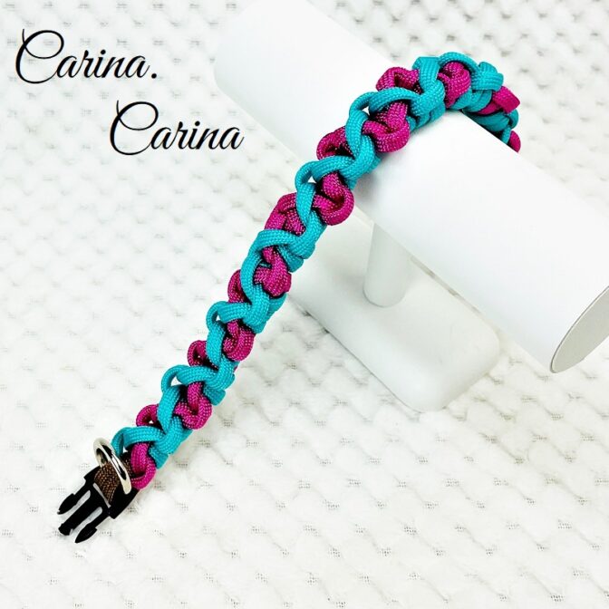 [公式]パラコード＃122No152マクラメ編みローズとオーキッドブルーの小型犬首輪