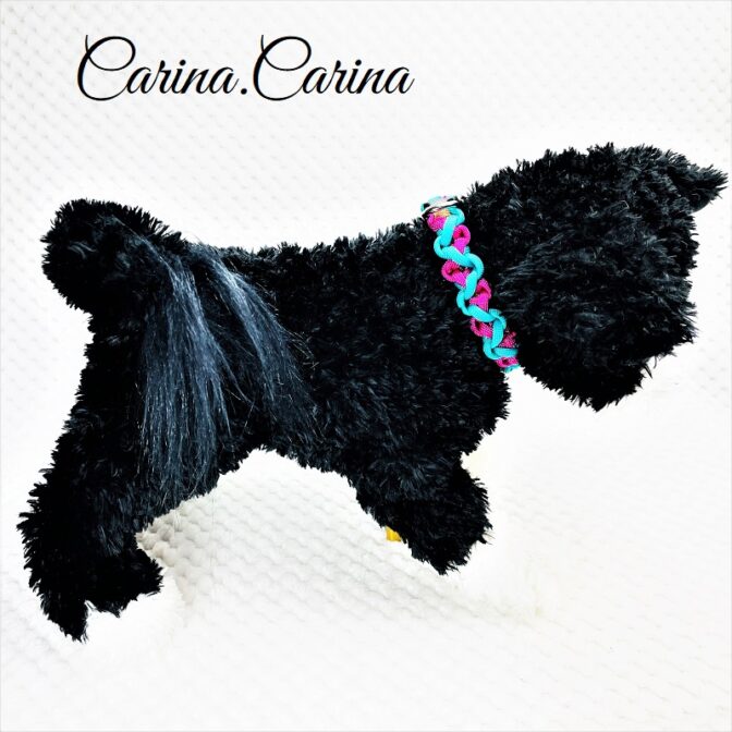 [公式]パラコード＃122No152マクラメ編みローズとオーキッドブルーの小型犬首輪