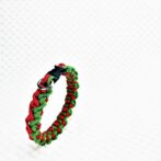 [公式]綿100％ロープ＃124No154　マクラメ編み赤まだらとグリーンの猫犬首輪