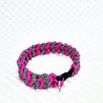 [公式]パラコード＃125No155マクラメ編み白黒ダイヤ柄とローズの小型犬首輪