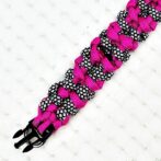 [公式]パラコード＃125No155マクラメ編み白黒ダイヤ柄とローズの小型犬首輪