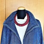 [公式]綿100％ロープでマクラメ編み45ｃｍネック＆チョーカー赤と黒