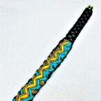 [公式]パラコードマクラメ編み＃130No160イエロー・オーキッドブルー・茶の大型犬首輪