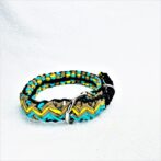 [公式]パラコードマクラメ編み＃130No160イエロー・オーキッドブルー・茶の大型犬首輪