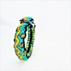 [公式]パラコードマクラメ編み＃130No160イエロー・オーキッドブルー・茶の大型犬首輪