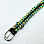 [公式]パラコードマクラメ編み＃130No160イエロー・オーキッドブルー・茶の大型犬首輪