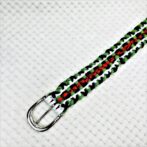 [公式]パラコードマクラメ編み＃131No161 まだら赤・黒・グリーン・白の小型犬・中型犬首輪