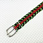 [公式]パラコードマクラメ編み＃131No161 まだら赤・黒・グリーン・白の小型犬・中型犬首輪