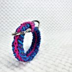 [公式]パラコードマクラメ編み＃133No163 ピンク・ブレー・紫・茶の小型犬・中型犬首輪