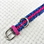 [公式]パラコードマクラメ編み＃133No163 ピンク・ブレー・紫・茶の小型犬・中型犬首輪