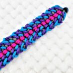[公式]パラコードマクラメ編み＃133No163 ピンク・ブレー・紫・茶の小型犬・中型犬首輪
