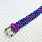 [公式]パラコードマクラメ編み＃133No163 ピンク・ブレー・紫・茶の小型犬・中型犬首輪