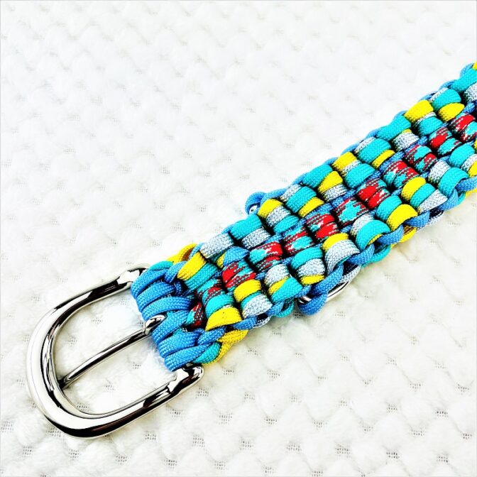 [公式]パラコードマクラメ編み＃134No164 まだら赤他全5色の中型・大型犬首輪