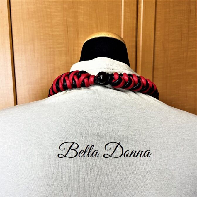 [公式]綿100％ロープでマクラメ編み50ｃｍネック＆チョーカー赤と黒