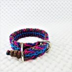 [公式]パラコードマクラメ編み＃135No165ピンク・グレー・紫・茶の小型犬首輪