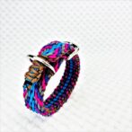 [公式]パラコードマクラメ編み＃135No165ピンク・グレー・紫・茶の小型犬首輪