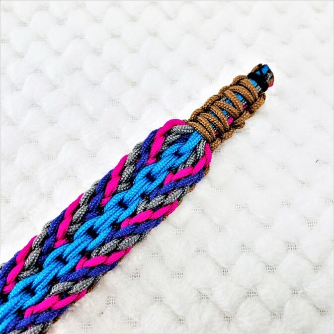 [公式]パラコードマクラメ編み＃135No165ピンク・グレー・紫・茶の小型犬首輪