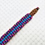 [公式]パラコードマクラメ編み＃135No165ピンク・グレー・紫・茶の小型犬首輪