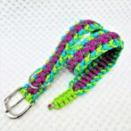 [公式]パラコードマクラメ編み＃136No166 ライトグリーン、オーキッドブルー、ローズ、白黒ダイヤ柄の中型・大型犬首