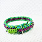 [公式]パラコードマクラメ編み＃136No166 ライトグリーン、オーキッドブルー、ローズ、白黒ダイヤ柄の中型・大型犬首