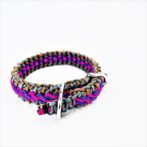 [公式]パラコードマクラメ編み＃137No167ピンク紫グレー茶の小型犬用首輪