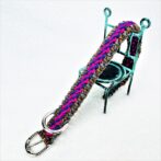 [公式]パラコードマクラメ編み＃137No167ピンク紫グレー茶の小型犬用首輪