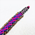 [公式]パラコードマクラメ編み＃137No167ピンク紫グレー茶の小型犬用首輪