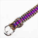 [公式]パラコードマクラメ編み＃137No167ピンク紫グレー茶の小型犬用首輪