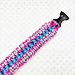 [公式]パラコードマクラメ編み＃138No168ピンクまだらグレーライトブルー大型犬用首輪