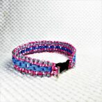 [公式]パラコードマクラメ編み＃138No168ピンクまだらグレーライトブルー大型犬用首輪