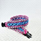 [公式]パラコードマクラメ編み＃138No168ピンクまだらグレーライトブルー大型犬用首輪