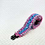 [公式]パラコードマクラメ編み＃138No168ピンクまだらグレーライトブルー大型犬用首輪