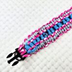 [公式]パラコードマクラメ編み＃138No168ピンクまだらグレーライトブルー大型犬用首輪