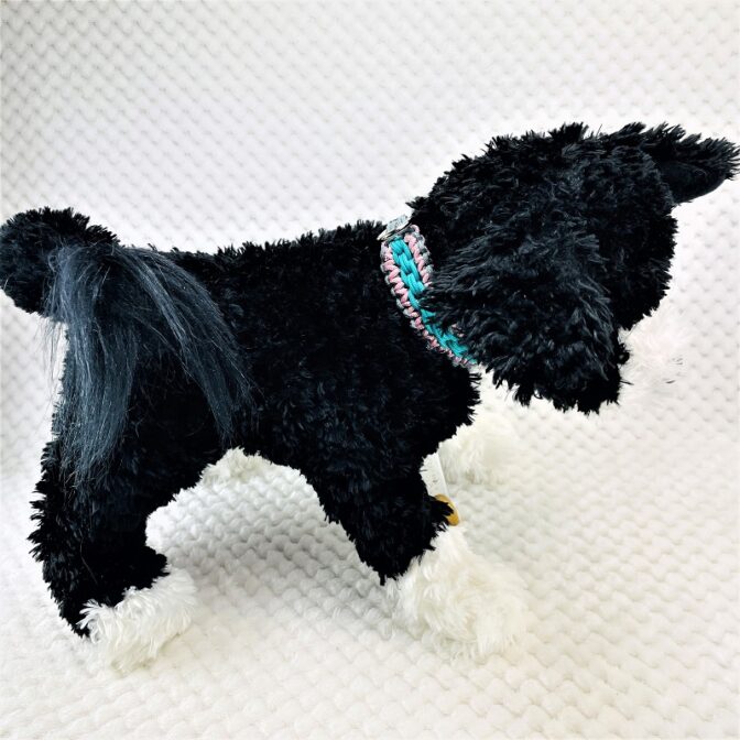 [公式]パラコードマクラメ編み＃139No169ピンクグレーエメラルドグリーン小型犬用首輪