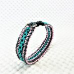 [公式]パラコードマクラメ編み＃139No169ピンクグレーエメラルドグリーン小型犬用首輪