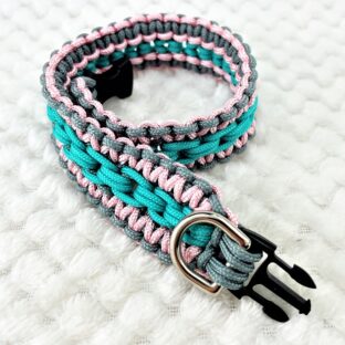 [公式]パラコード＃139No169ピンクグレーエメラルドグリーン小型犬用首輪