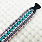 [公式]パラコードマクラメ編み＃139No169ピンクグレーエメラルドグリーン小型犬用首輪